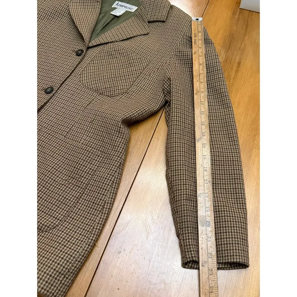 Vintage 1990s Compagnie Generale Aéropostale houndstooth blazer M dark academia